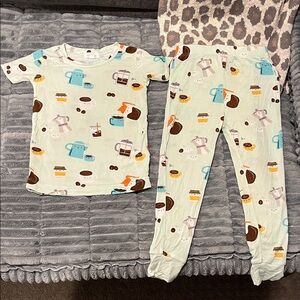 Never worn Angel Dear Coffee Print Pajamas